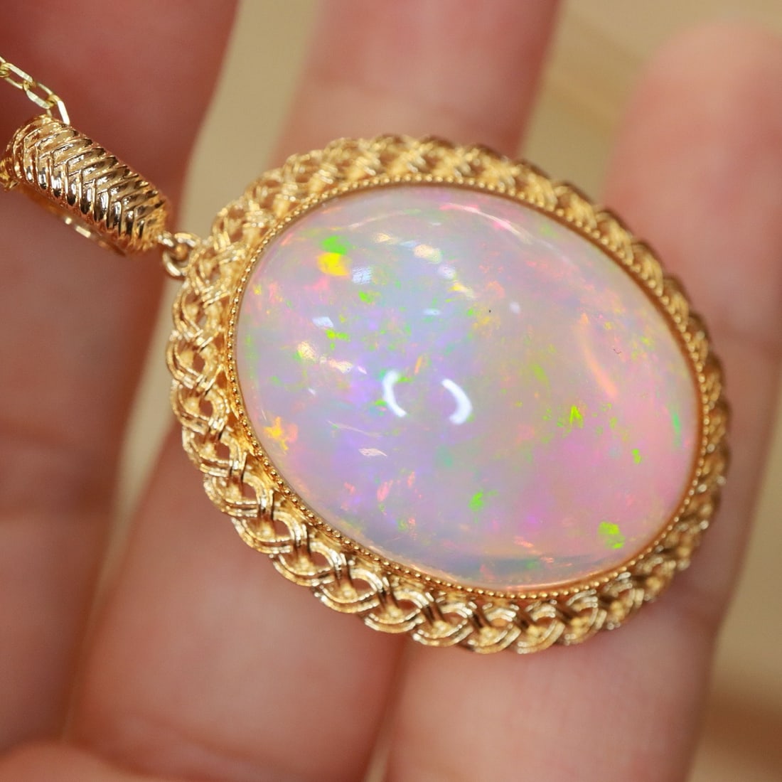 14k Gold 19.63 Ct Natural Opal Pendant( Without Chain ) - 6