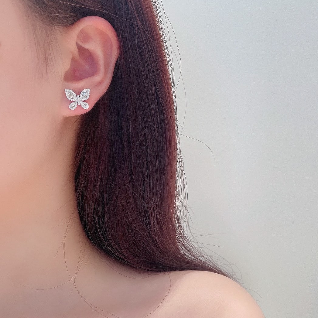 14k Gold 0.80 Ctw Natural H Diamond & Butterfly Earrings - 4