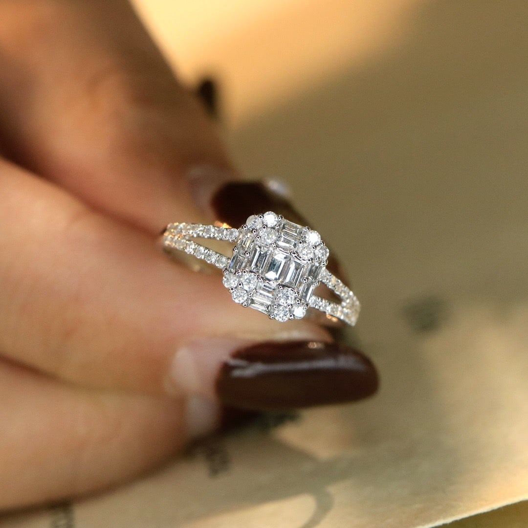 14k Gold 0.48 Ct Natural H Diamond Ring - 5