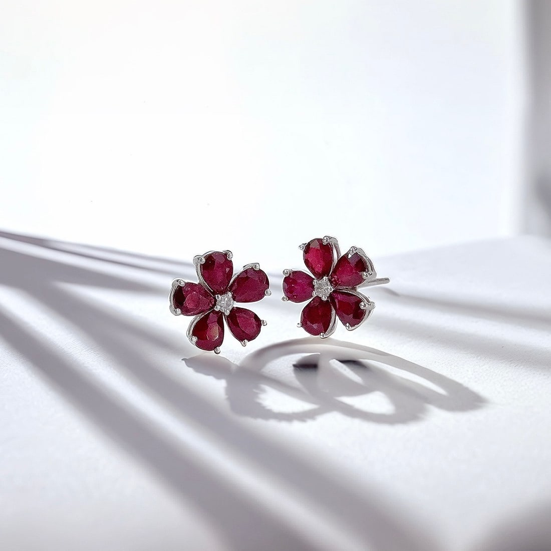 14k Gold 1.92 Ct Natural Ruby & Diamond Earrings - 2