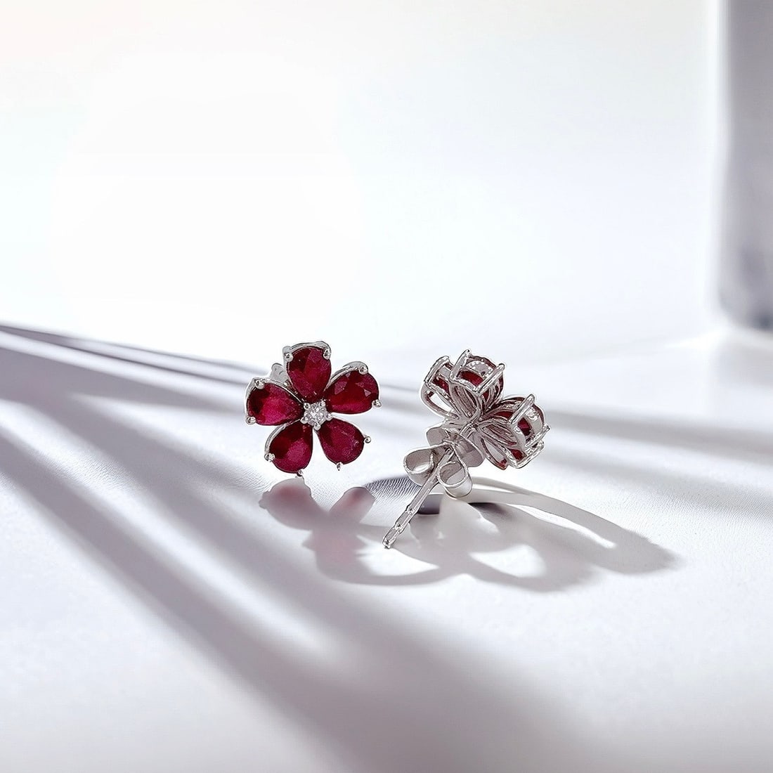 14k Gold 1.92 Ct Natural Ruby & Diamond Earrings - 3