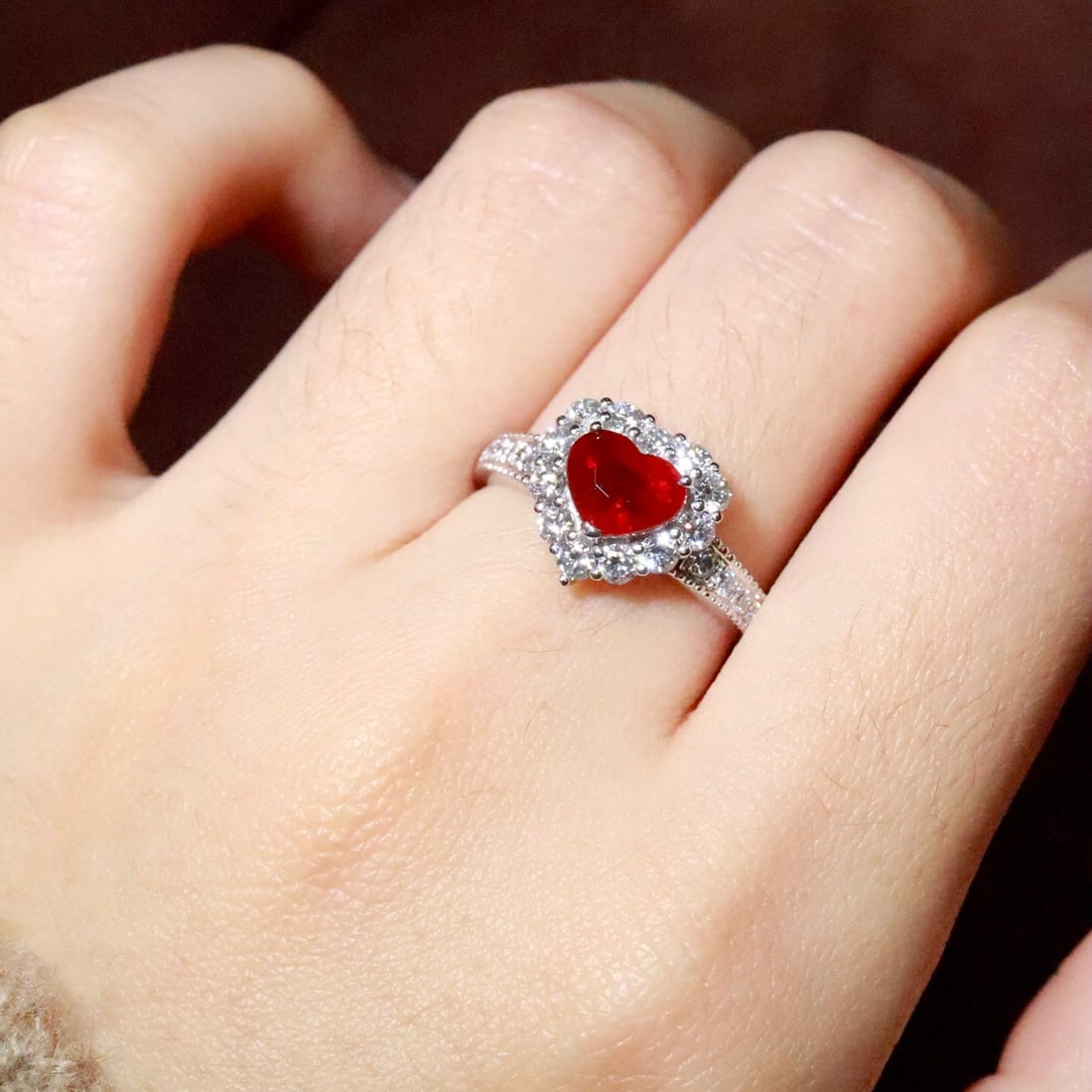 14k Gold 1.85 Ctw Vivid Red Natural Ruby & Lab Grown Diamond Ring - 5