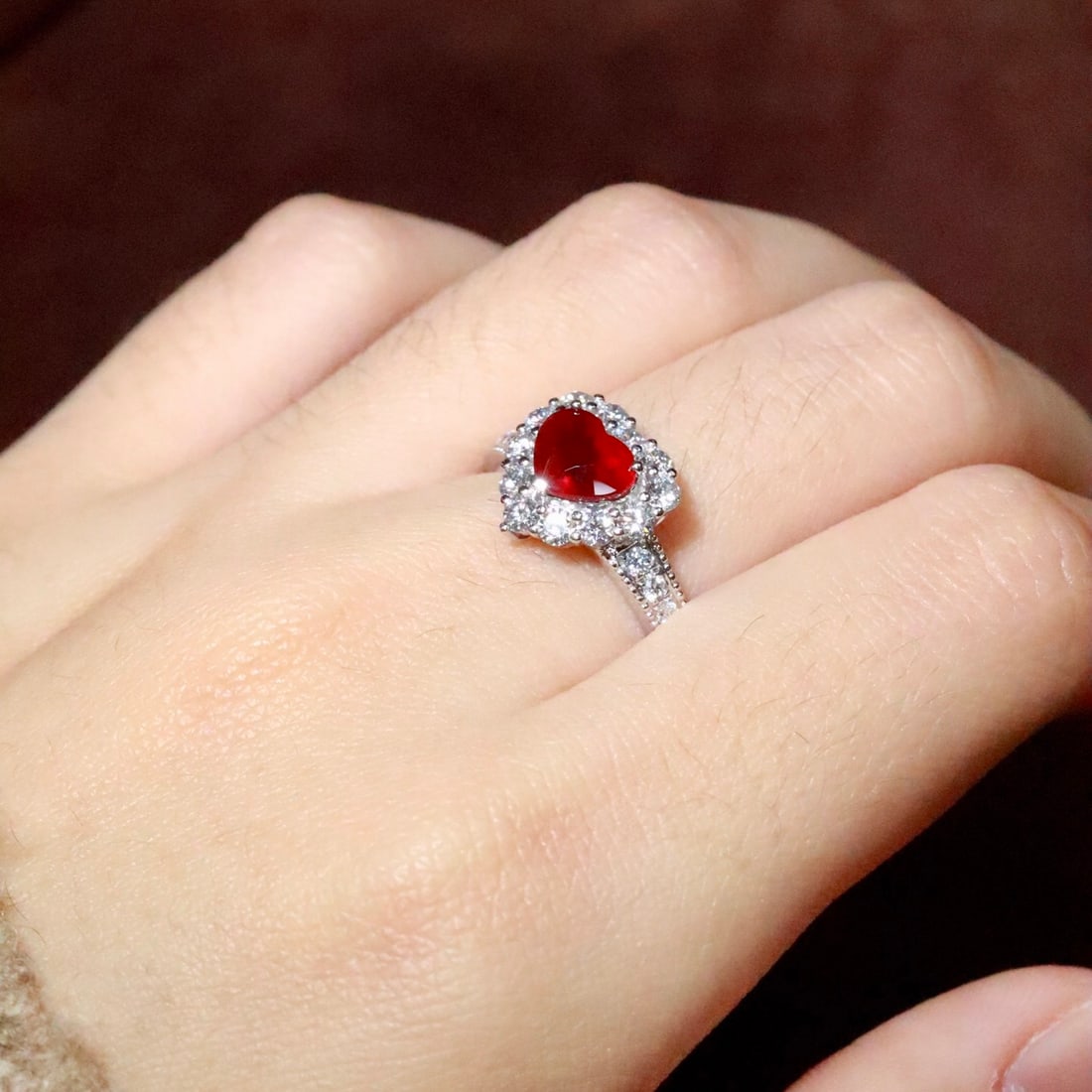 14k Gold 1.85 Ctw Vivid Red Natural Ruby & Lab Grown Diamond Ring - 6