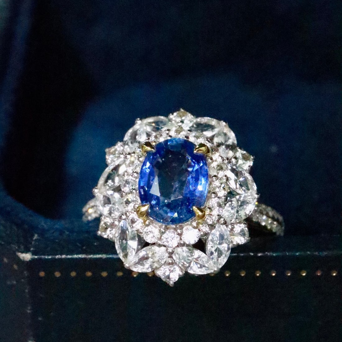 14k Gold 1.58 Ctw Natural Sapphire & Diamond Ring - 2