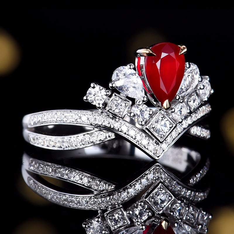 14k Gold 0.71 Ctw Natural Ruby & Diamond Ring - 3