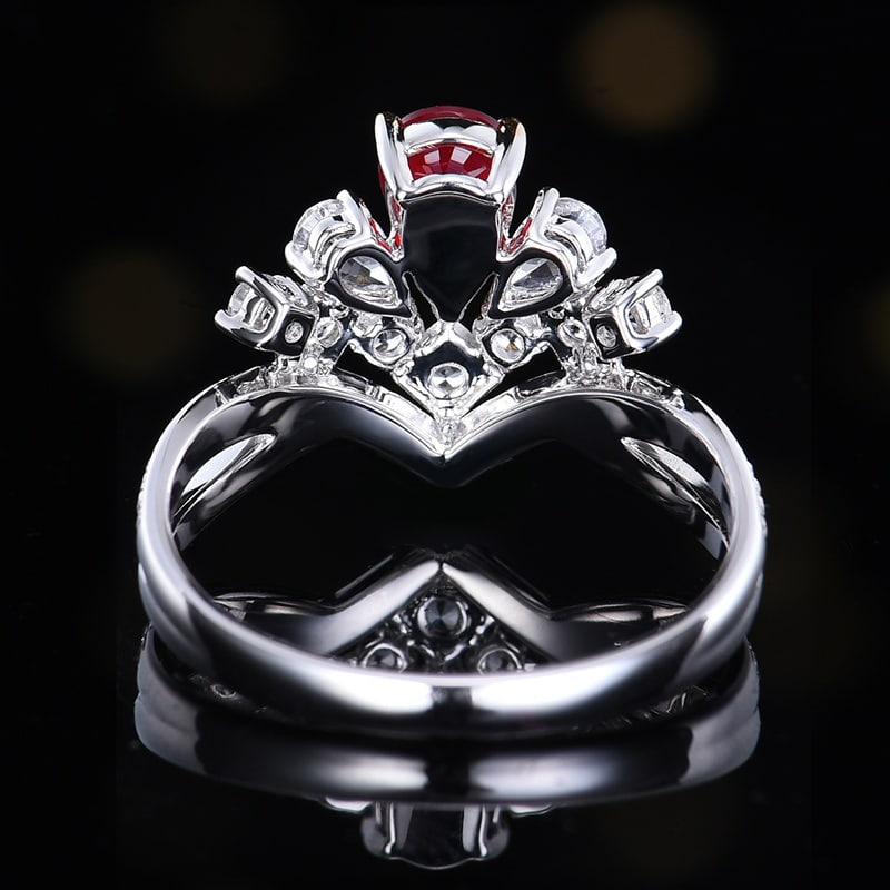 14k Gold 0.71 Ctw Natural Ruby & Diamond Ring - 4