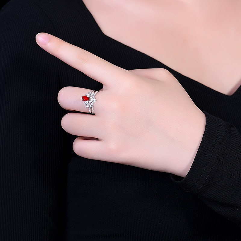 14k Gold 0.71 Ctw Natural Ruby & Diamond Ring - 5