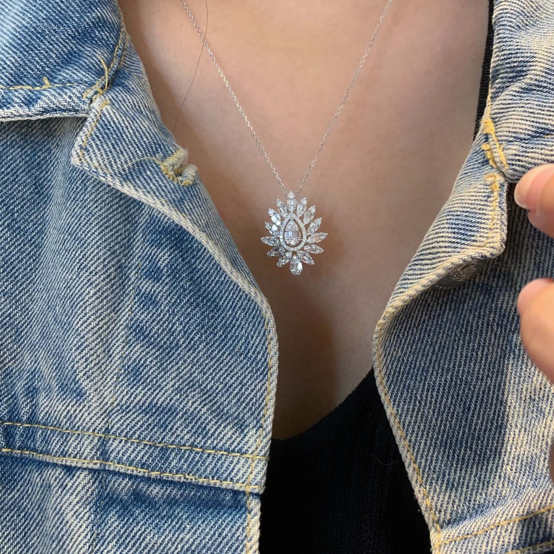 14k Gold 0.9 Ct Natural H Diamond Necklace - 4