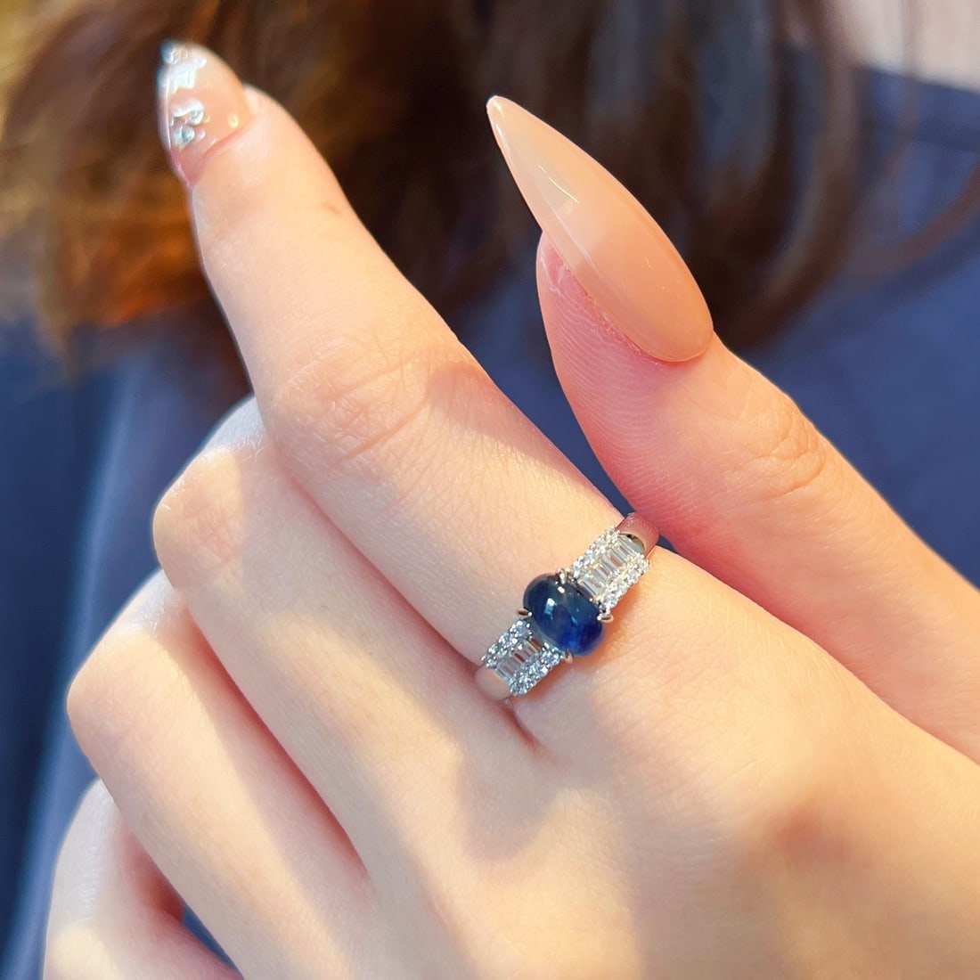 14k Gold 1.35 Ctw Natural Sapphire & Diamond Ring - 9