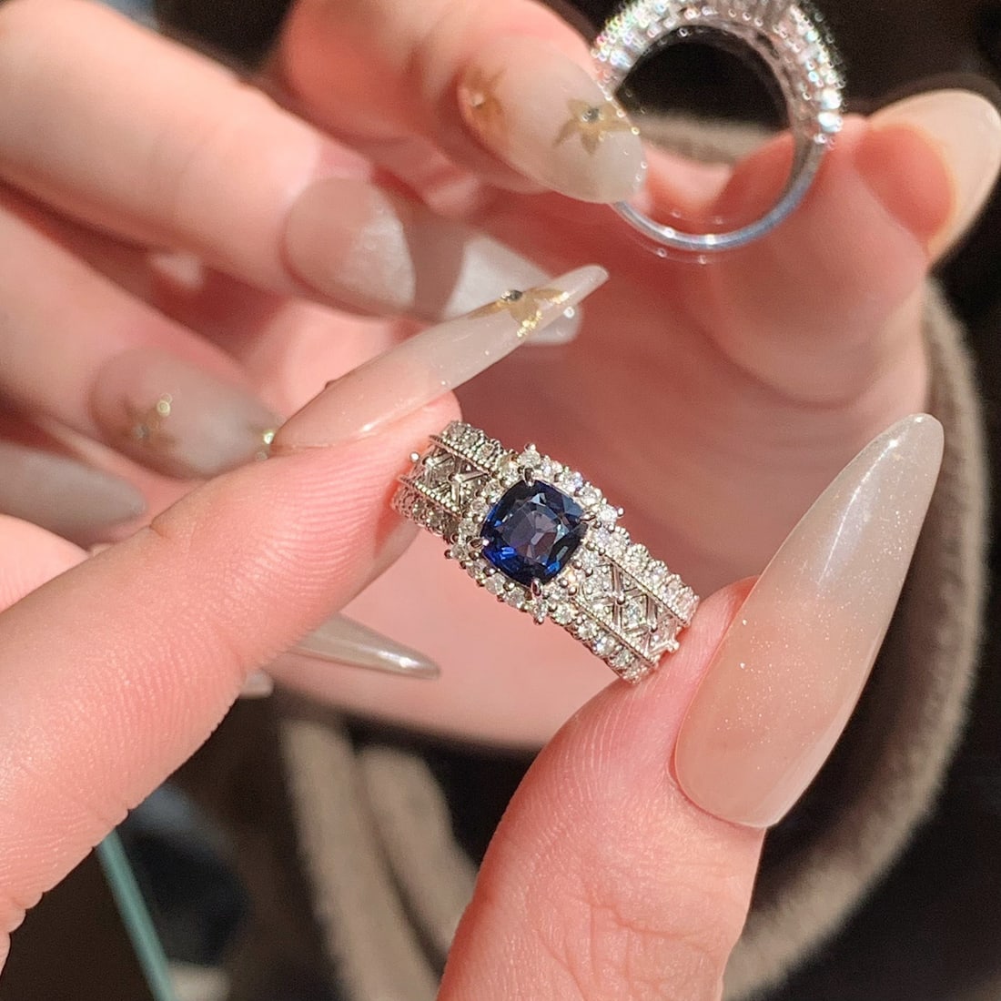 14k Gold 1.72 Ctw Natural Sapphire & Diamond Ring - 7