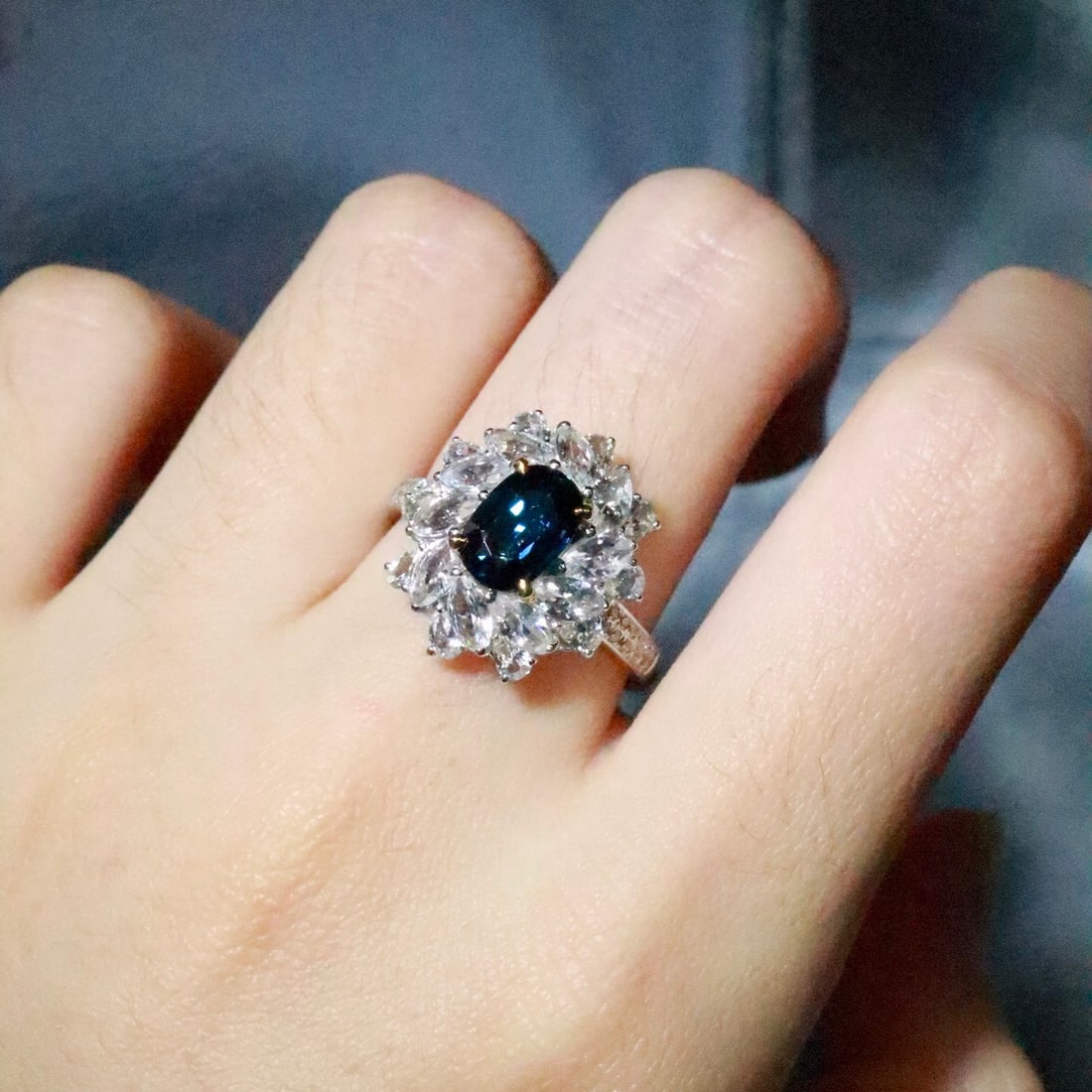 14k Gold 1.47 Ctw Natural Sapphire & Diamond Ring - 5