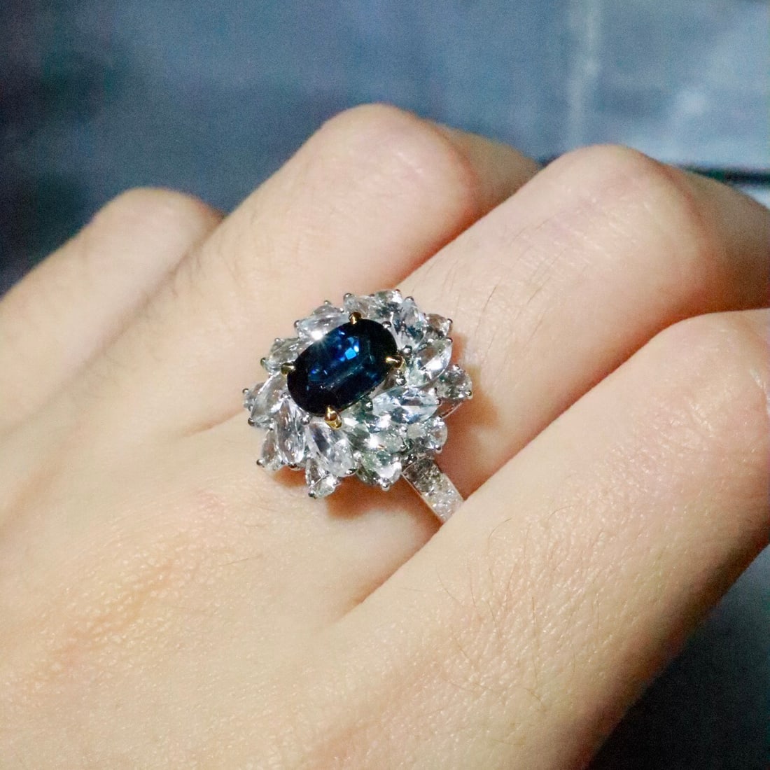 14k Gold 1.47 Ctw Natural Sapphire & Diamond Ring - 6