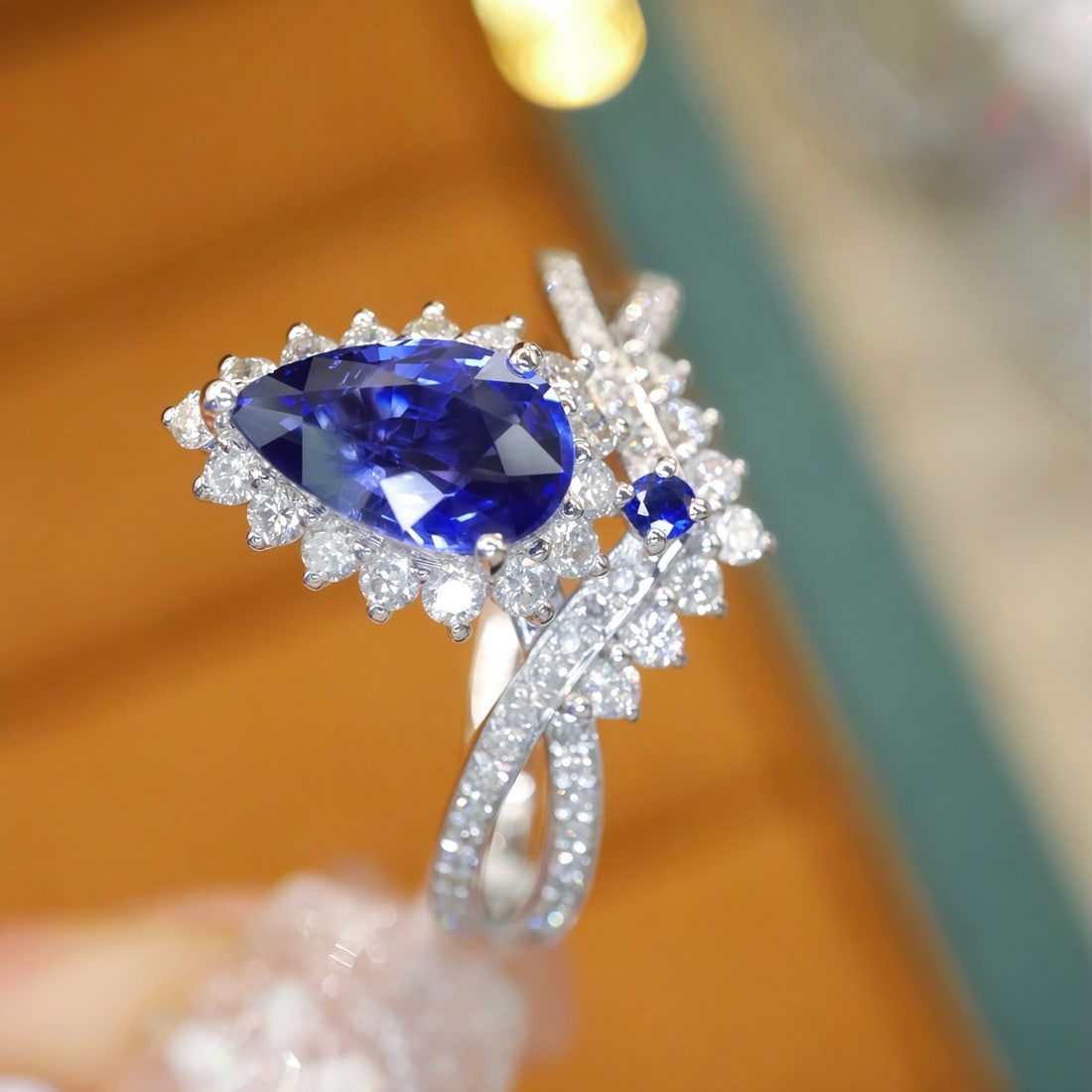 14k Gold 1.66 Ctw Natural Sapphire & Diamond Ring - 2