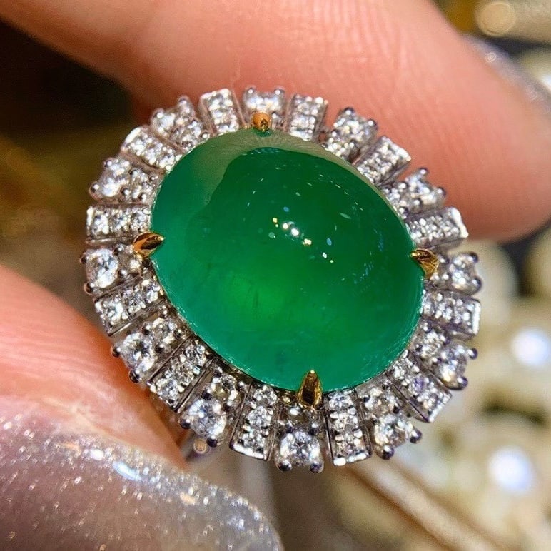 14k Gold 6.93 Ctw Natural Emerald & Diamond Ring - 2