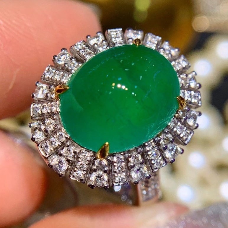 14k Gold 6.93 Ctw Natural Emerald & Diamond Ring - 4