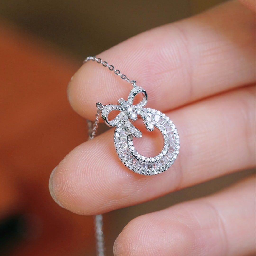 14k Gold 0.45 Ct Natural H Diamond Necklace - 4