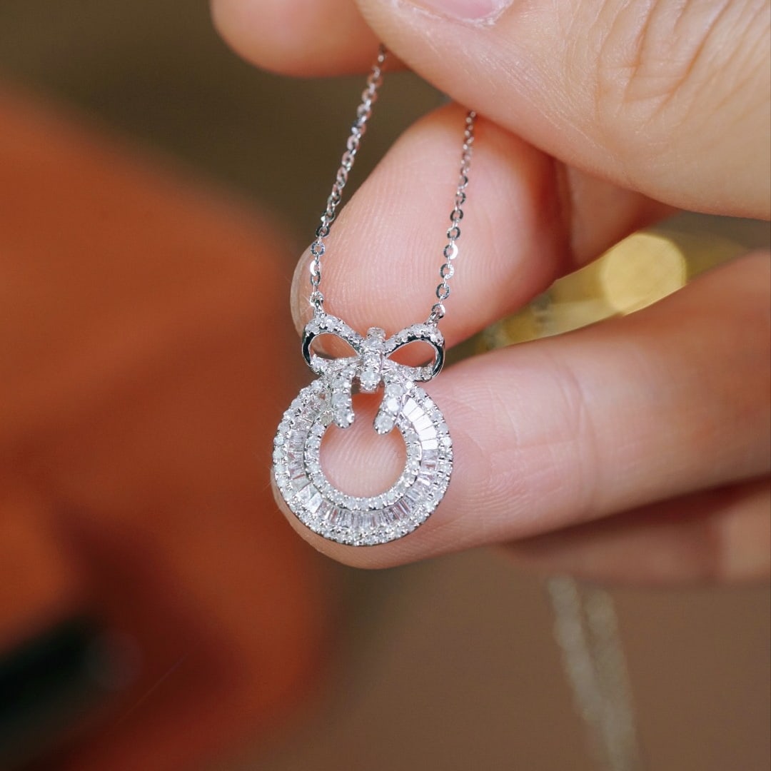 14k Gold 0.45 Ct Natural H Diamond Necklace - 6