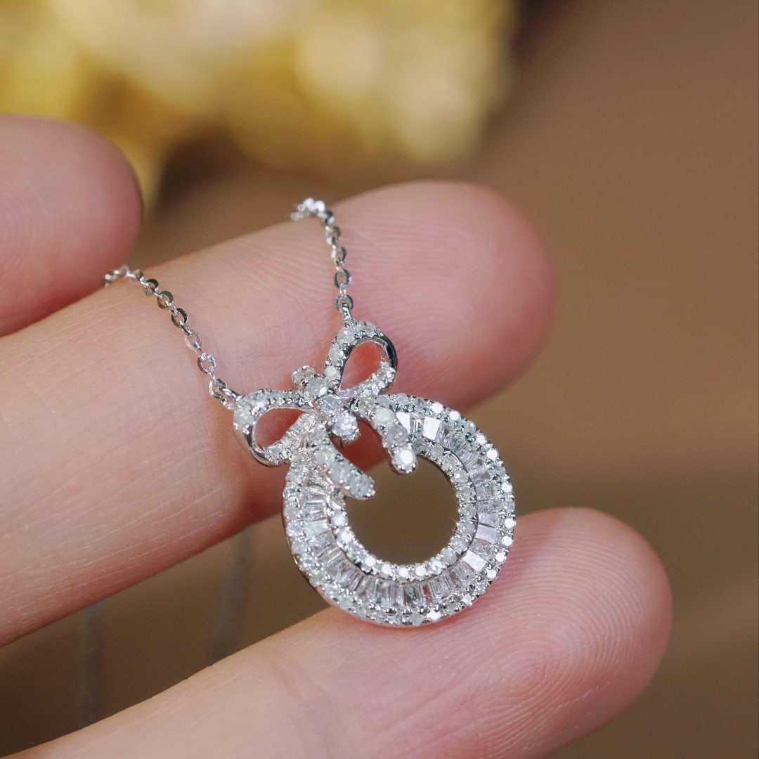 14k Gold 0.45 Ct Natural H Diamond Necklace - 7