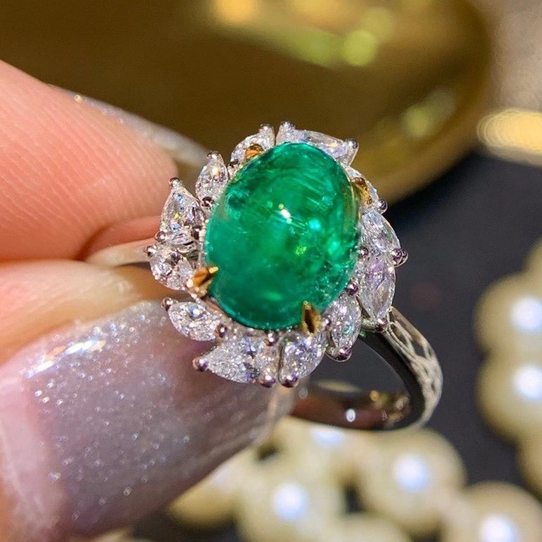14k Gold 2.47 Ctw Natural Emerald & Diamond Ring - 2