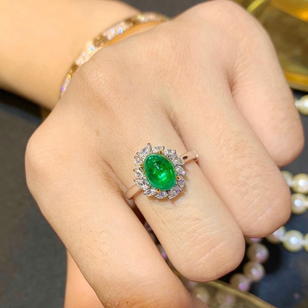 14k Gold 2.47 Ctw Natural Emerald & Diamond Ring - 6