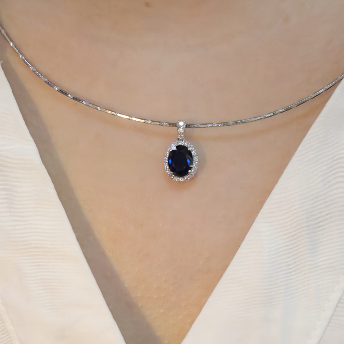 14k Gold 1.96 Ctw Natural Sapphire & Diamond Pendant( Without Chain ) - 5