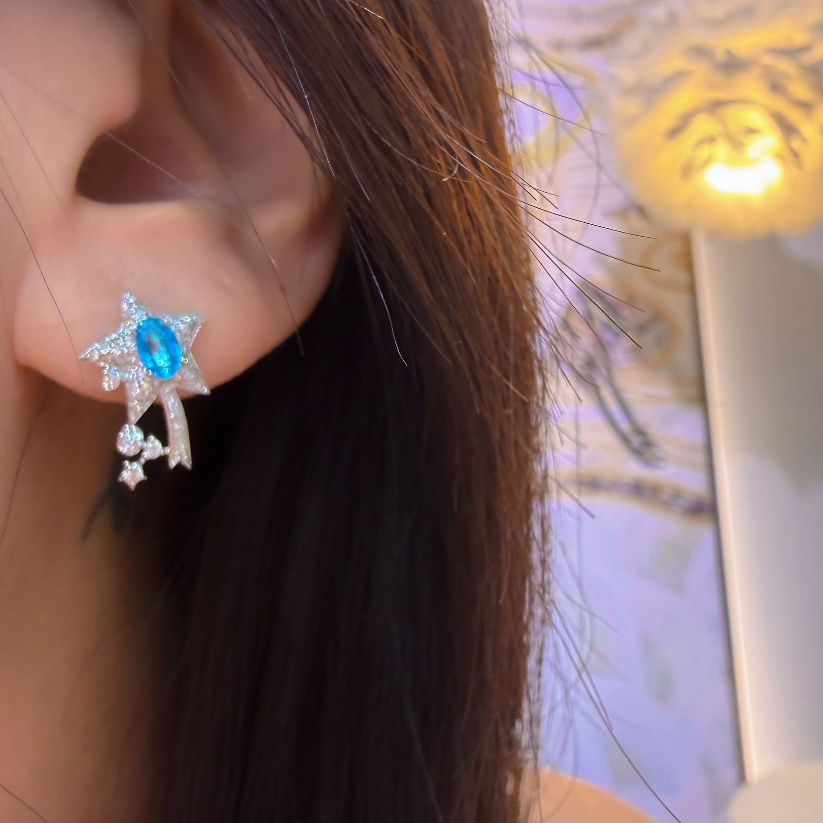 14k Gold 0.5 Ct Natural Paraiba Tourmaline & Diamond Earrings - 3