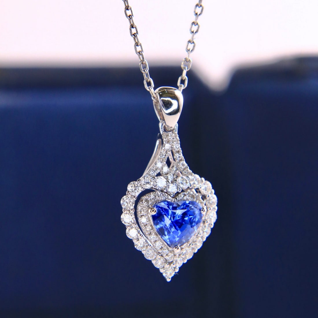 14k Gold 1.61 Ctw Natural Sapphire & Diamond Necklace - 5