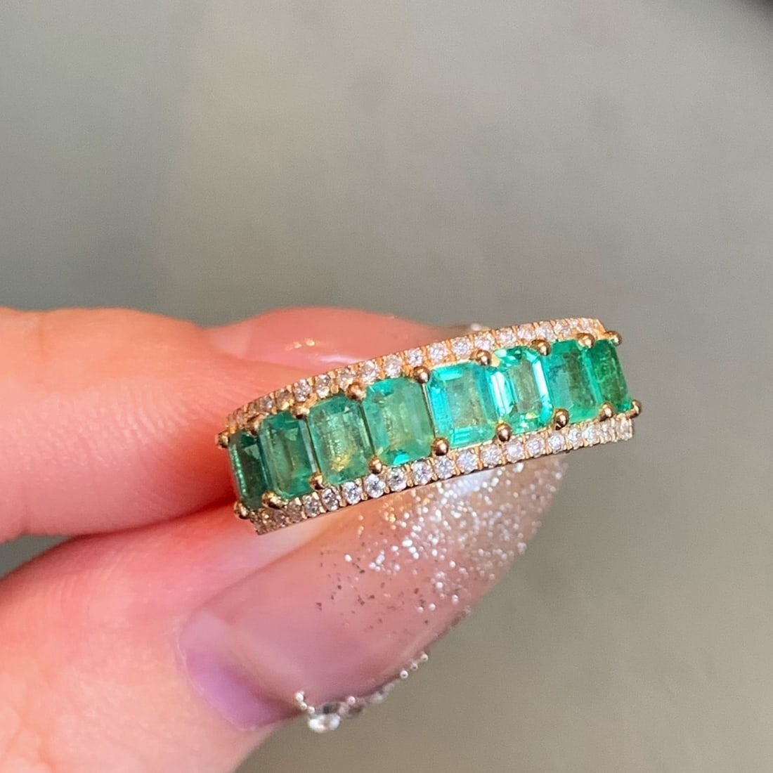 14k Gold 2.04 Ctw Natural Emerald & Diamond Ring - 5