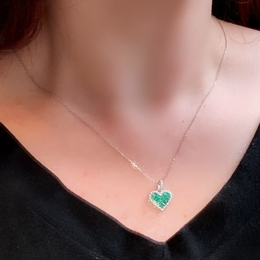 14k Gold 0.97 Ctw Natural Emerald & Diamond Pendant( Without Chain ) - 5