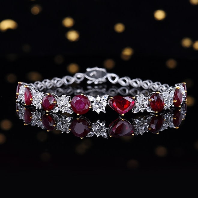 14k Gold 8.55 Ctw Natural Ruby & Sapphire Bracelet (1 of 9)