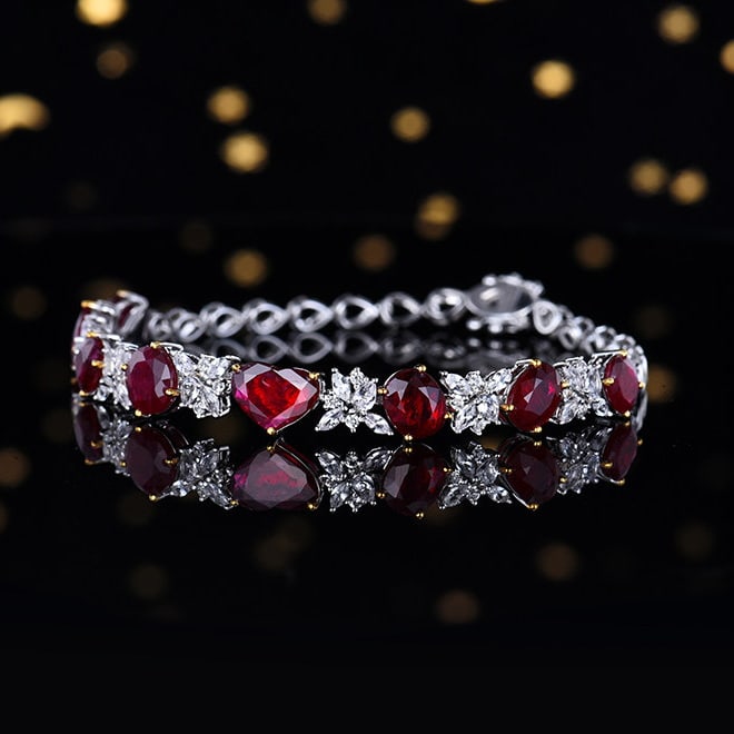 14k Gold 8.55 Ctw Natural Ruby & Sapphire Bracelet - 2