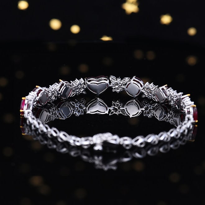 14k Gold 8.55 Ctw Natural Ruby & Sapphire Bracelet - 4