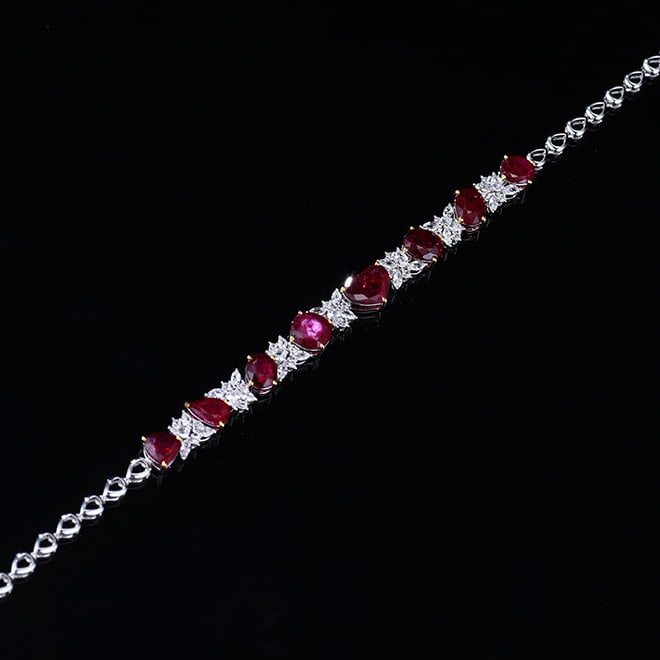 14k Gold 8.55 Ctw Natural Ruby & Sapphire Bracelet - 5