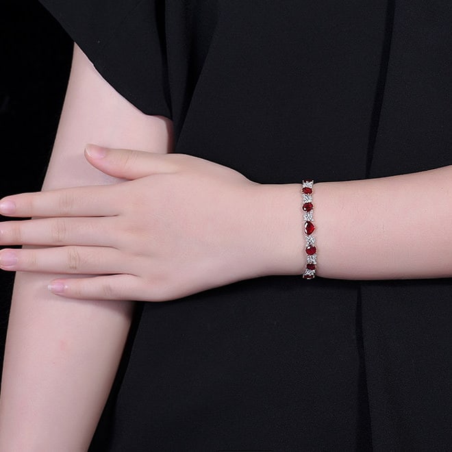 14k Gold 8.55 Ctw Natural Ruby & Sapphire Bracelet - 6