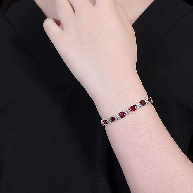 14k Gold 8.55 Ctw Natural Ruby & Sapphire Bracelet - 8