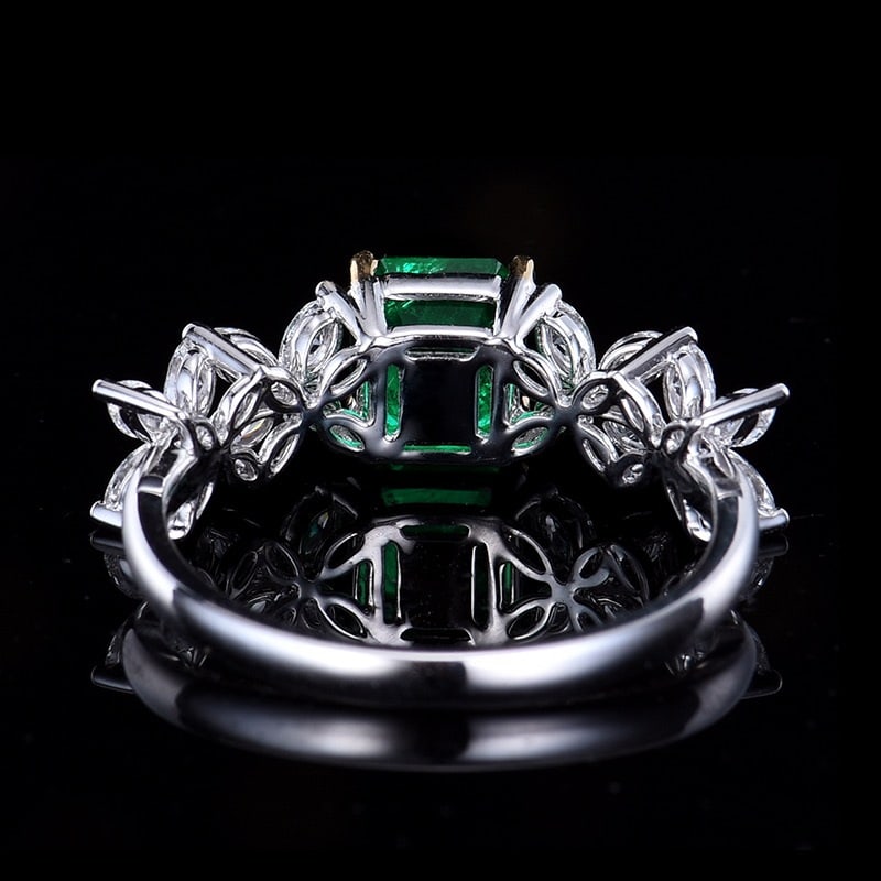 14k Gold 1.74 Ctw Vivid Green Natural Emerald & Diamond Ring - 5