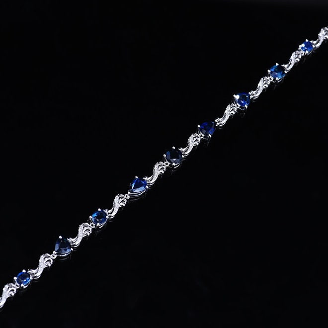 14k Gold 7.31 Ctw Natural Sapphire & Diamond Bracelet - 5