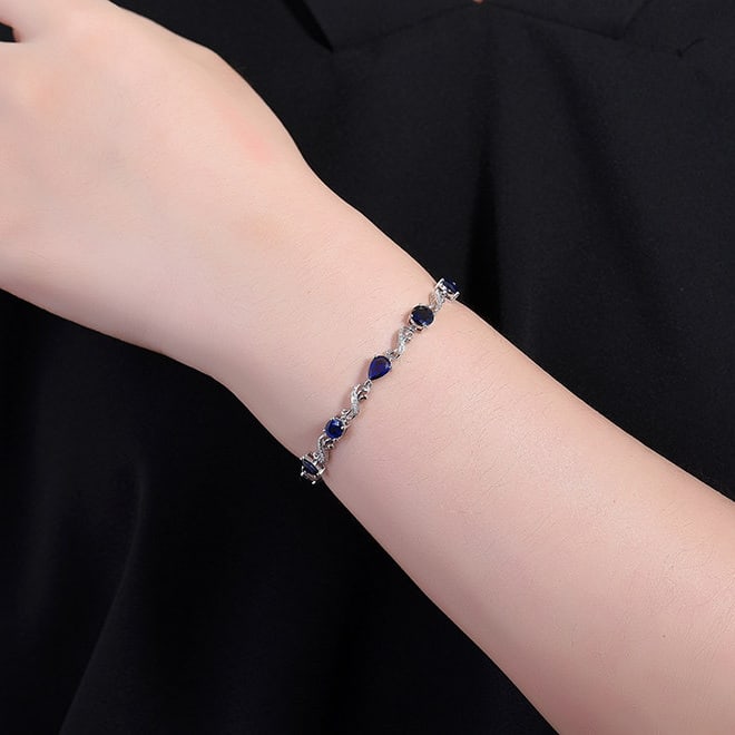 14k Gold 7.31 Ctw Natural Sapphire & Diamond Bracelet - 6