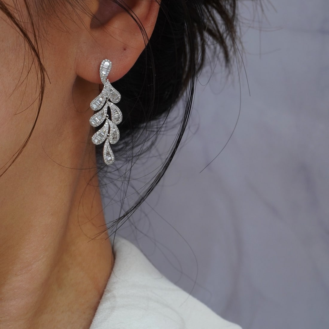 14k Gold 1.42 Ct Natural H Diamond Earrings - 8