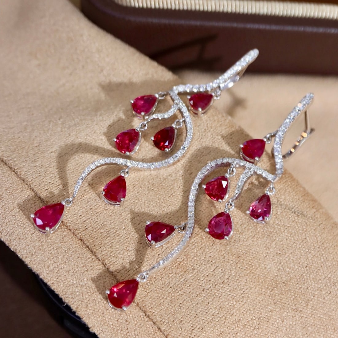 14k Gold 5.26 Ctw Natural Ruby & Diamond Earrings - 8
