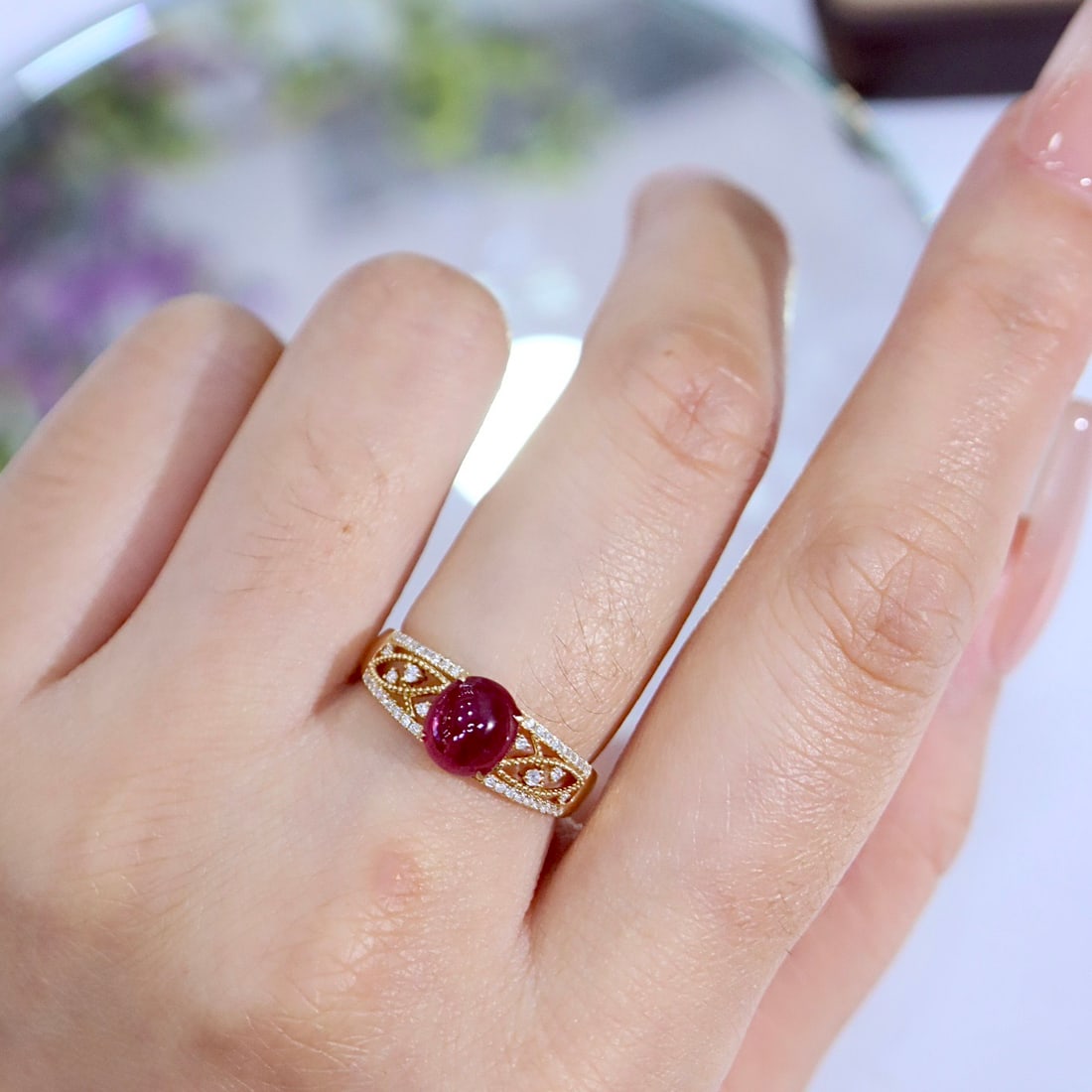 14k Gold 1.83 Ctw Natural Ruby & Diamond Ring - 4