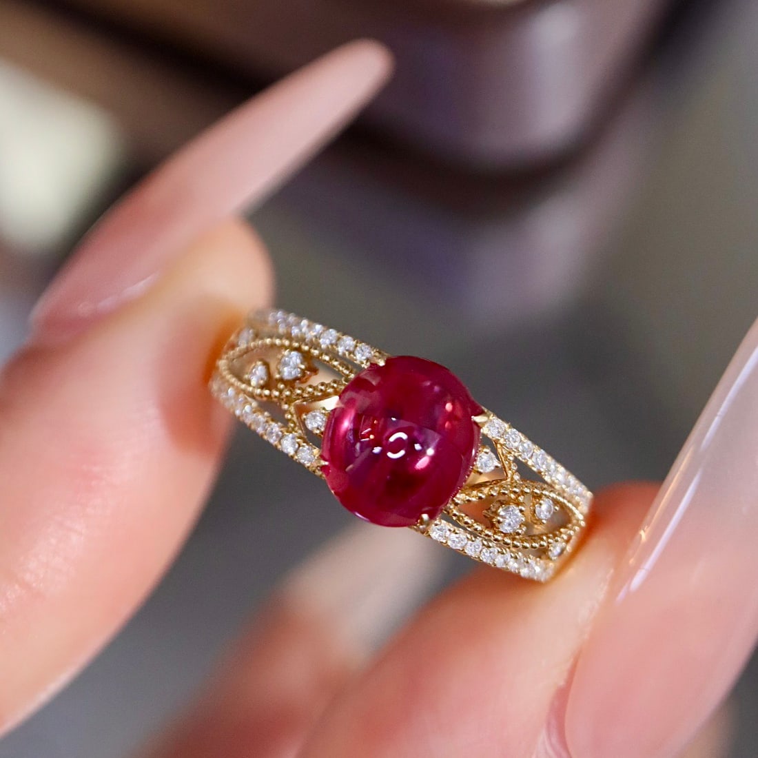 14k Gold 1.83 Ctw Natural Ruby & Diamond Ring - 5