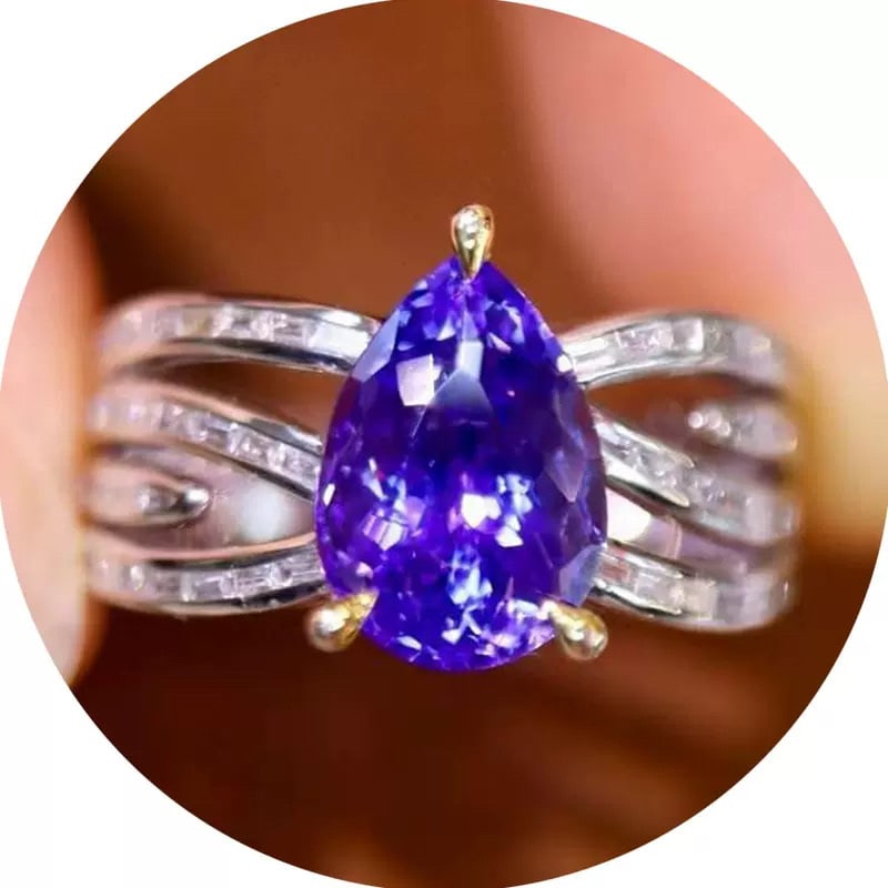 14k Gold 3.03 Ctw Natural Tanzanite & Diamond Ring - 2
