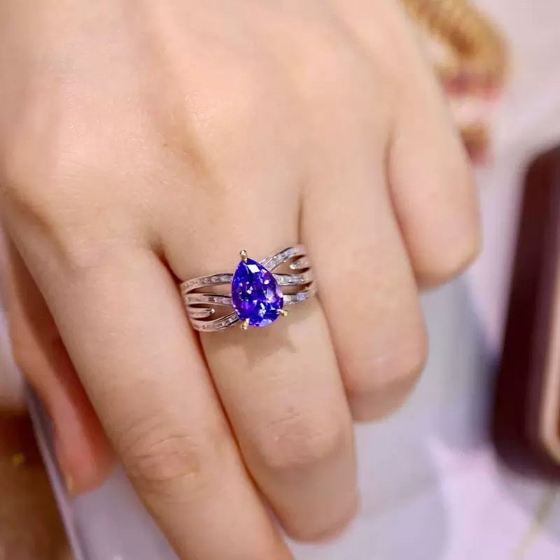 14k Gold 3.03 Ctw Natural Tanzanite & Diamond Ring - 5