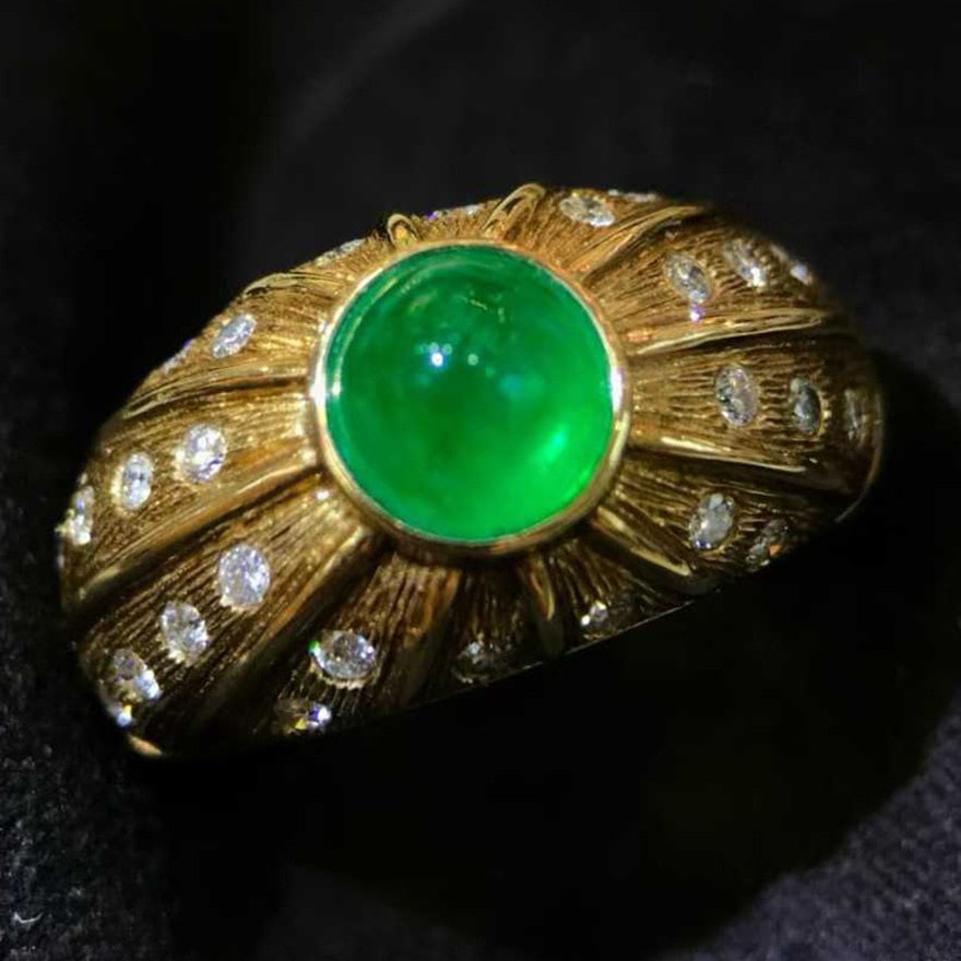 14k Gold 1.84 Ctw Vivid Green Natural Emerald & Diamond Ring - 2