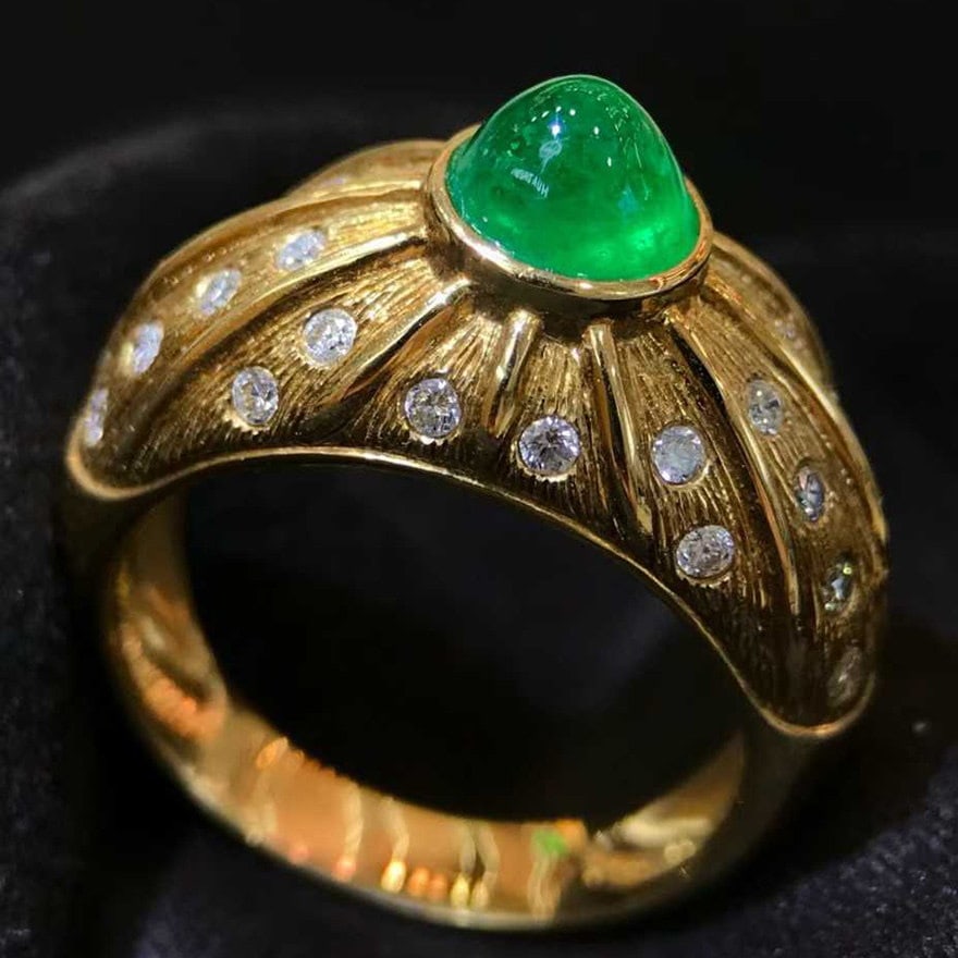 14k Gold 1.84 Ctw Vivid Green Natural Emerald & Diamond Ring - 3