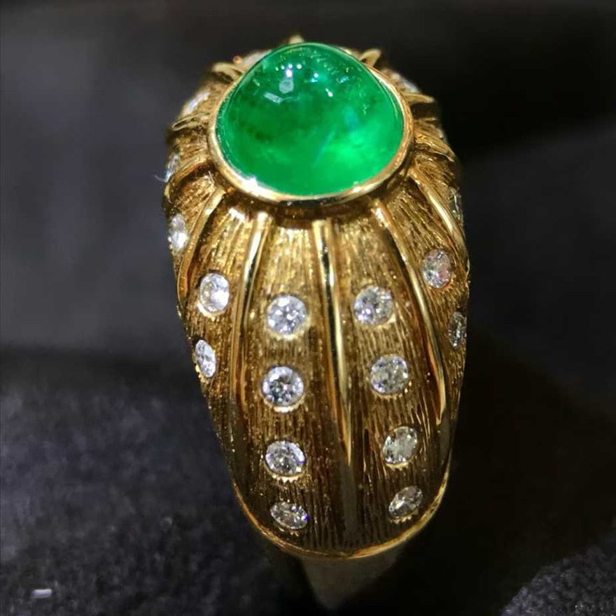 14k Gold 1.84 Ctw Vivid Green Natural Emerald & Diamond Ring - 4