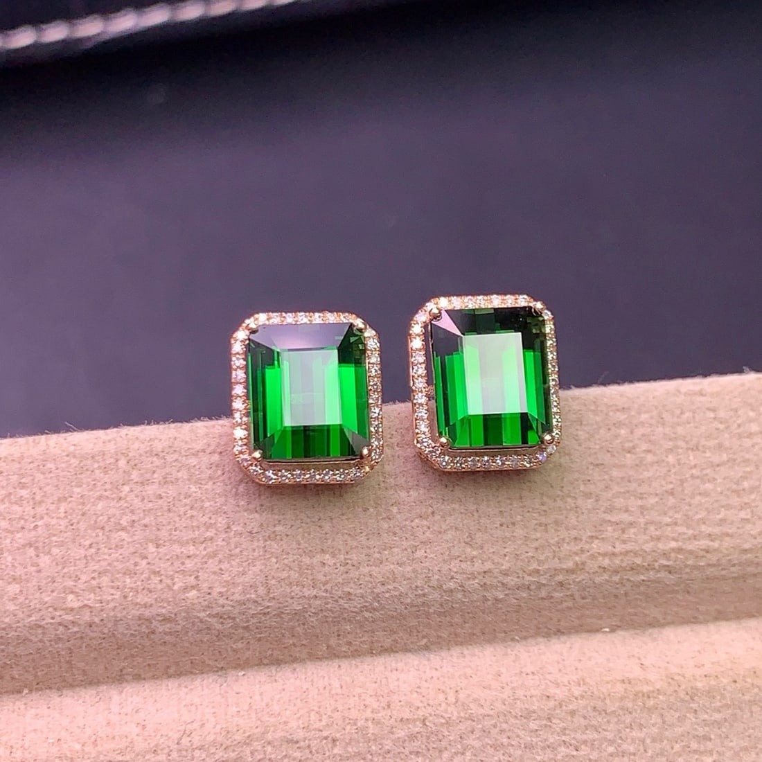14k Gold 6.8 Ct Natural Tourmaline & Diamond Earrings - 3