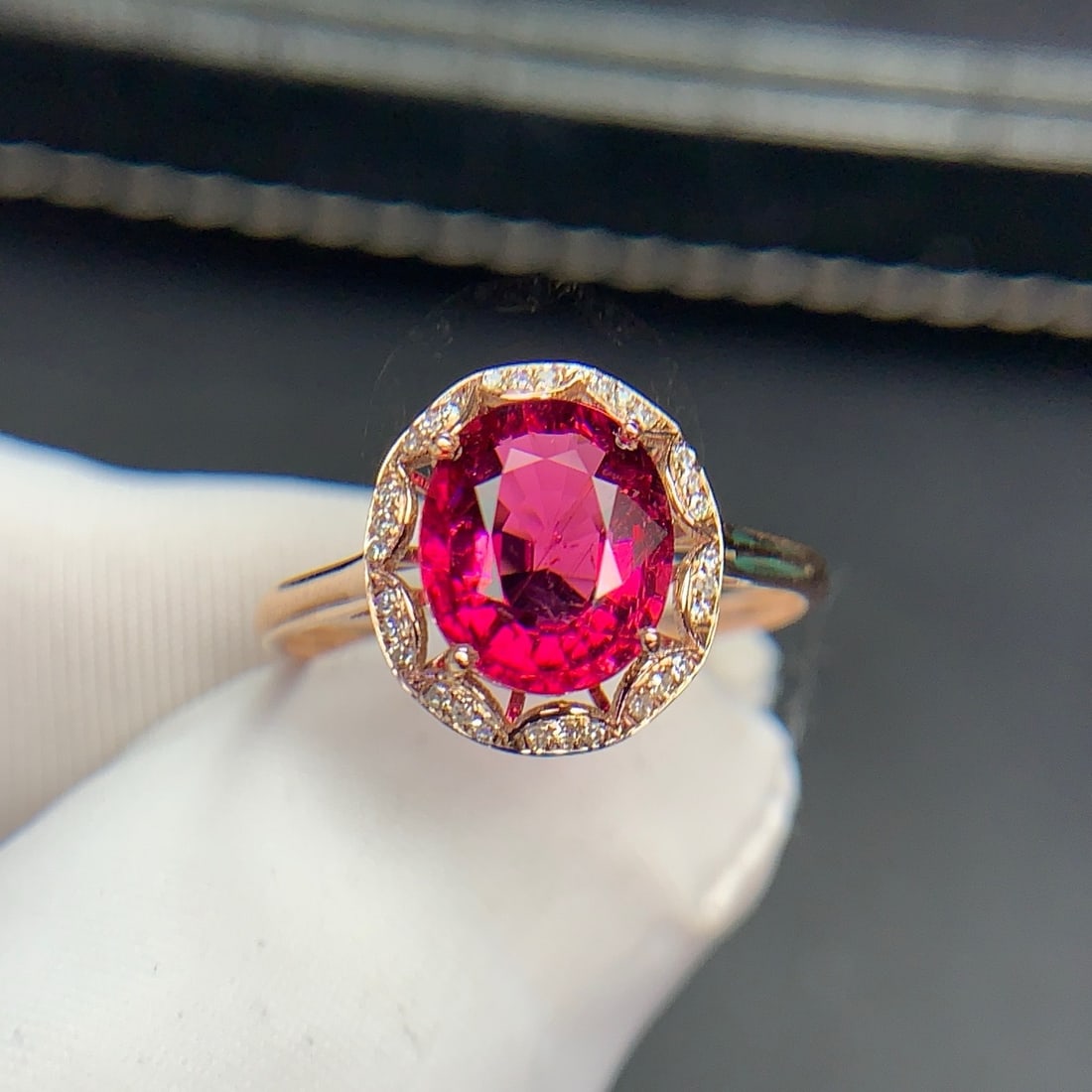 14k Gold 2.3 Ct Natural Tourmaline & Diamond Ring - 2