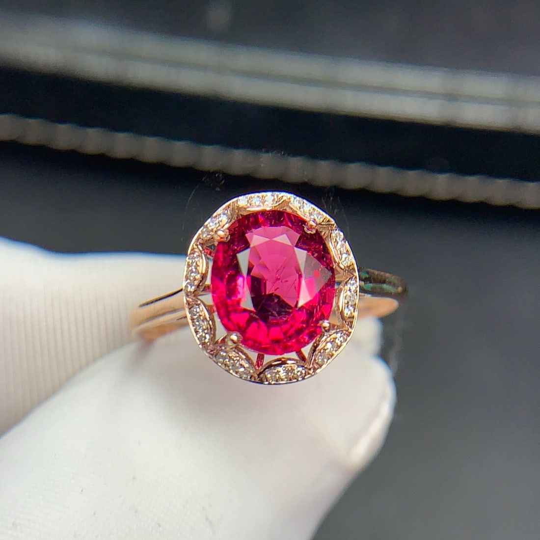 14k Gold 2.3 Ct Natural Tourmaline & Diamond Ring - 4